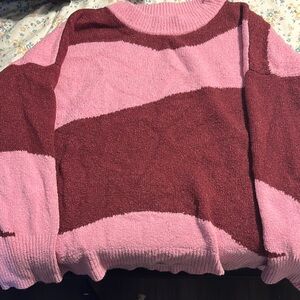 Colorblock Pink and Burgundy Sweater